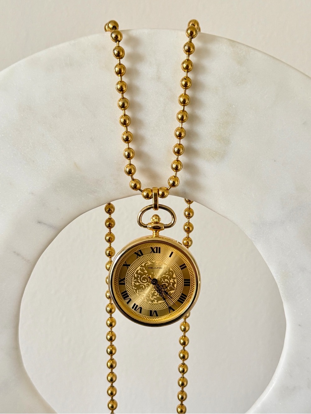 Dejuno - (Untested) Gold Pocket Watch Pendant Necklace